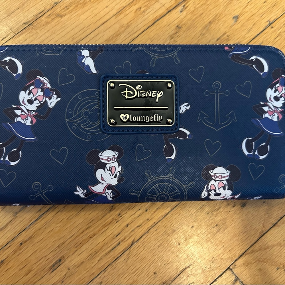 Disney Loungefly Navy Wallet with Mickey and Minnie Design